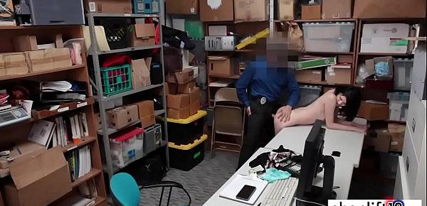  Skinny teen banged by a bad LP officer in his office